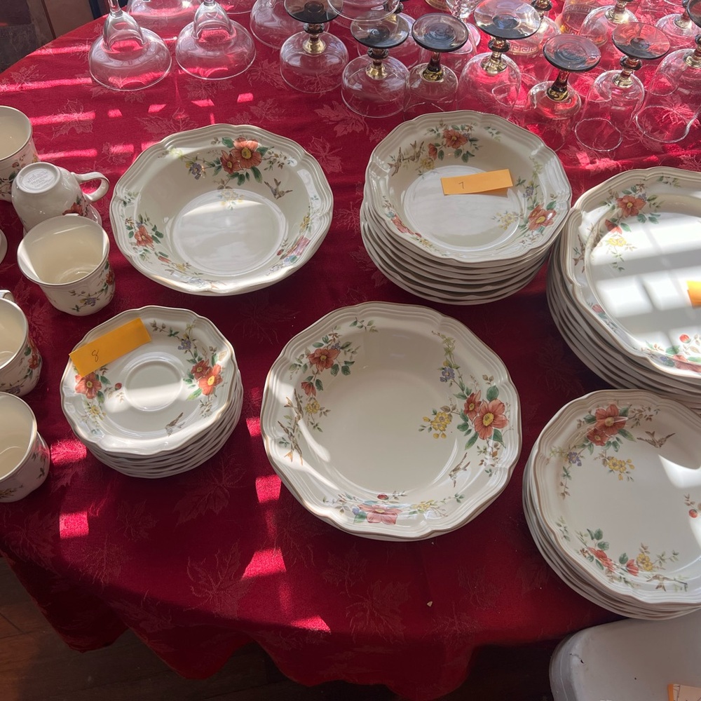 Mikasa Floral Dinnerware Set with Red and Green Accents